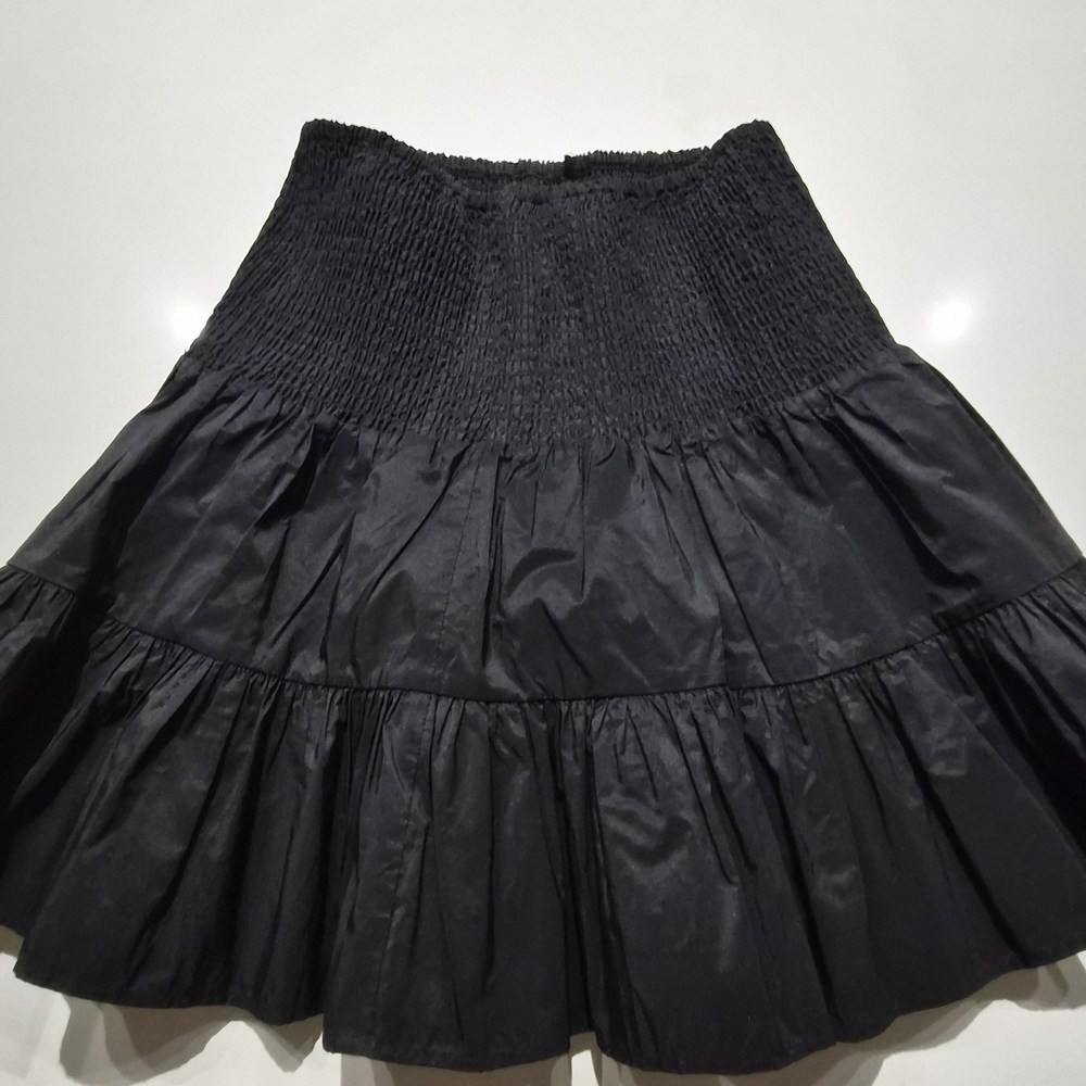 Maje Black Mini Dress with Ruffle Skirt